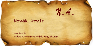 Novák Arvid névjegykártya